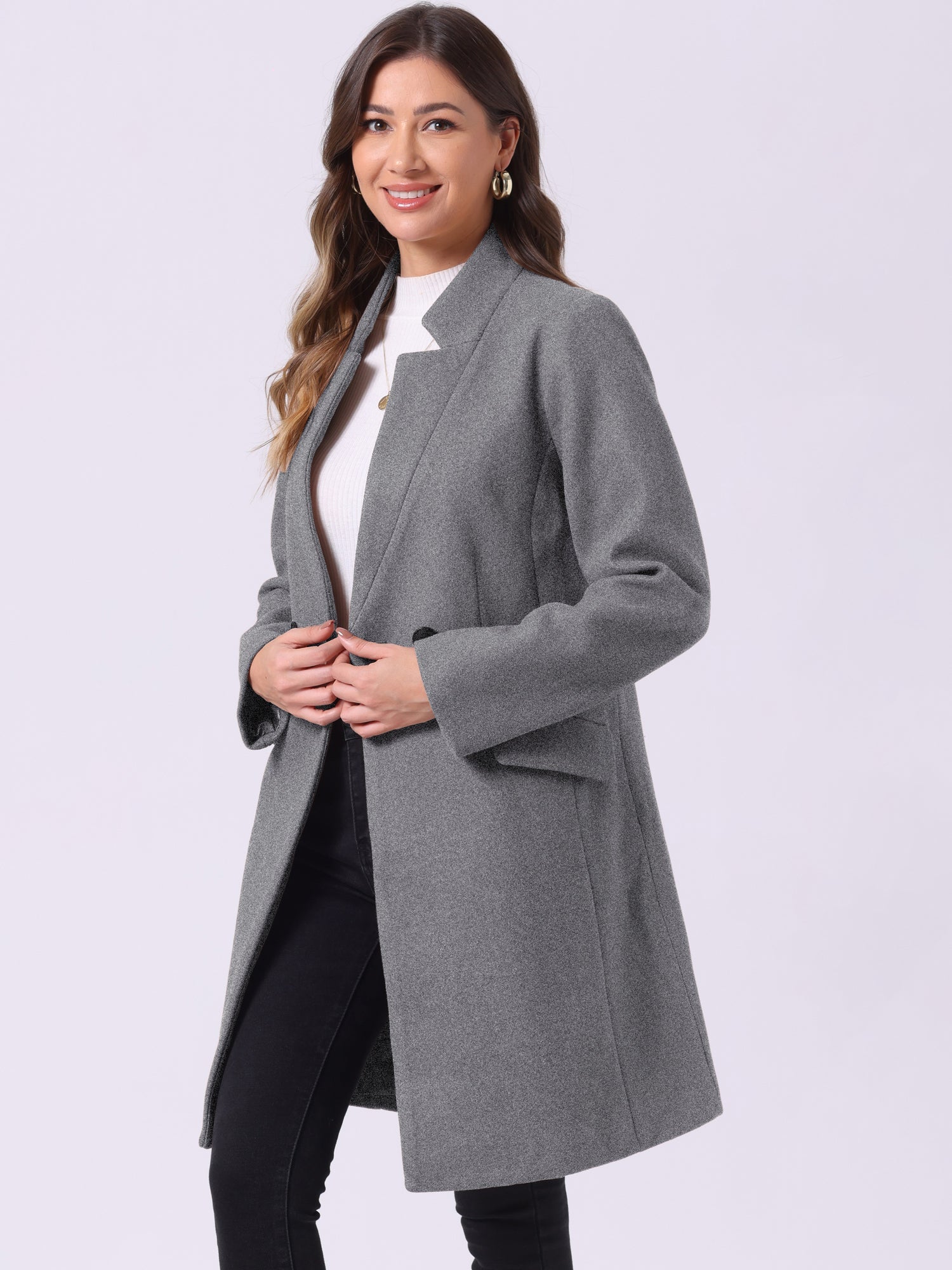 Belted Stand Collar Winter Fully Lined Belted Coats