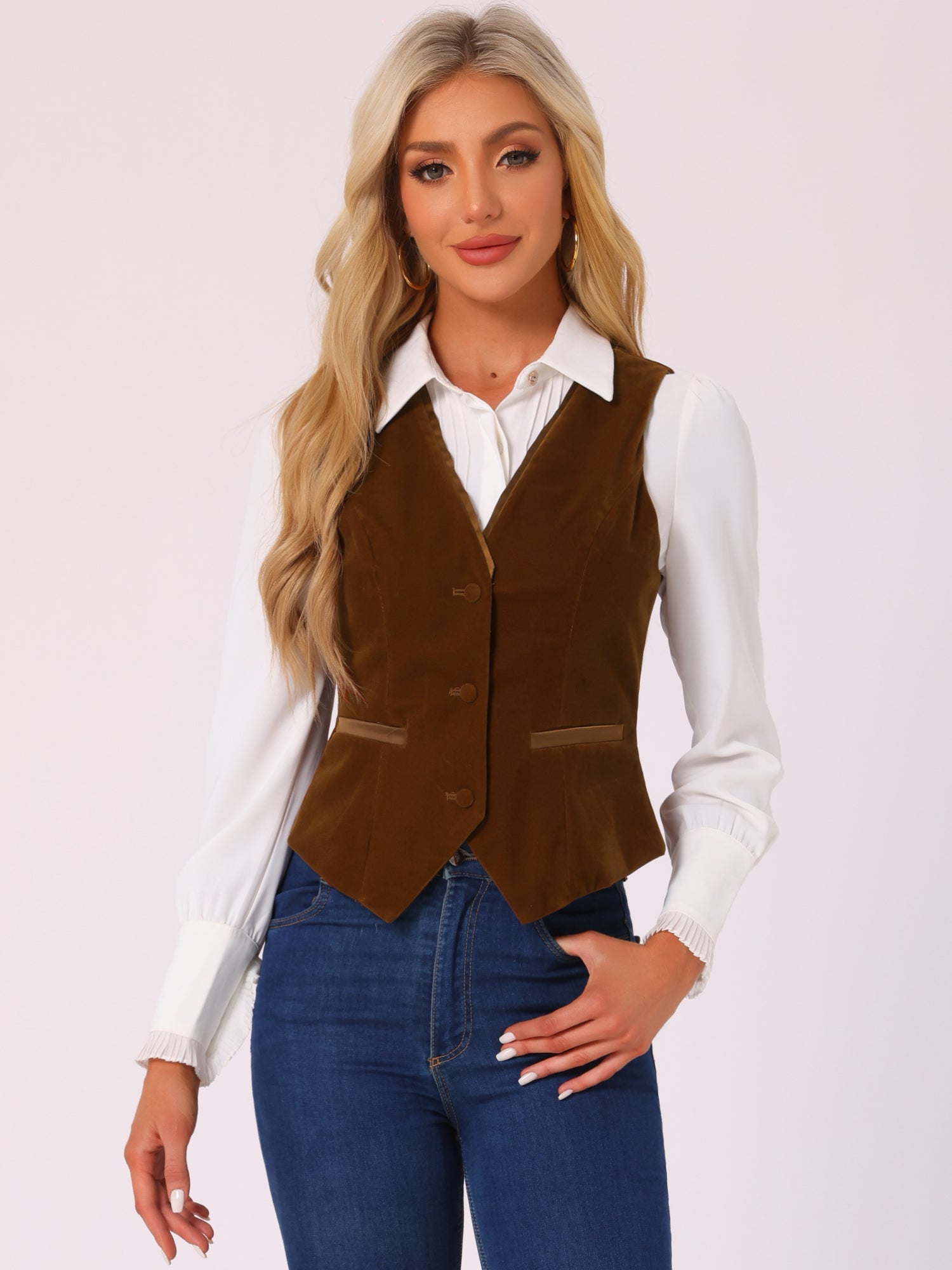 Retro Velvet Waistcoat V Neck Sleeveless Racerback Steampunk Vest
