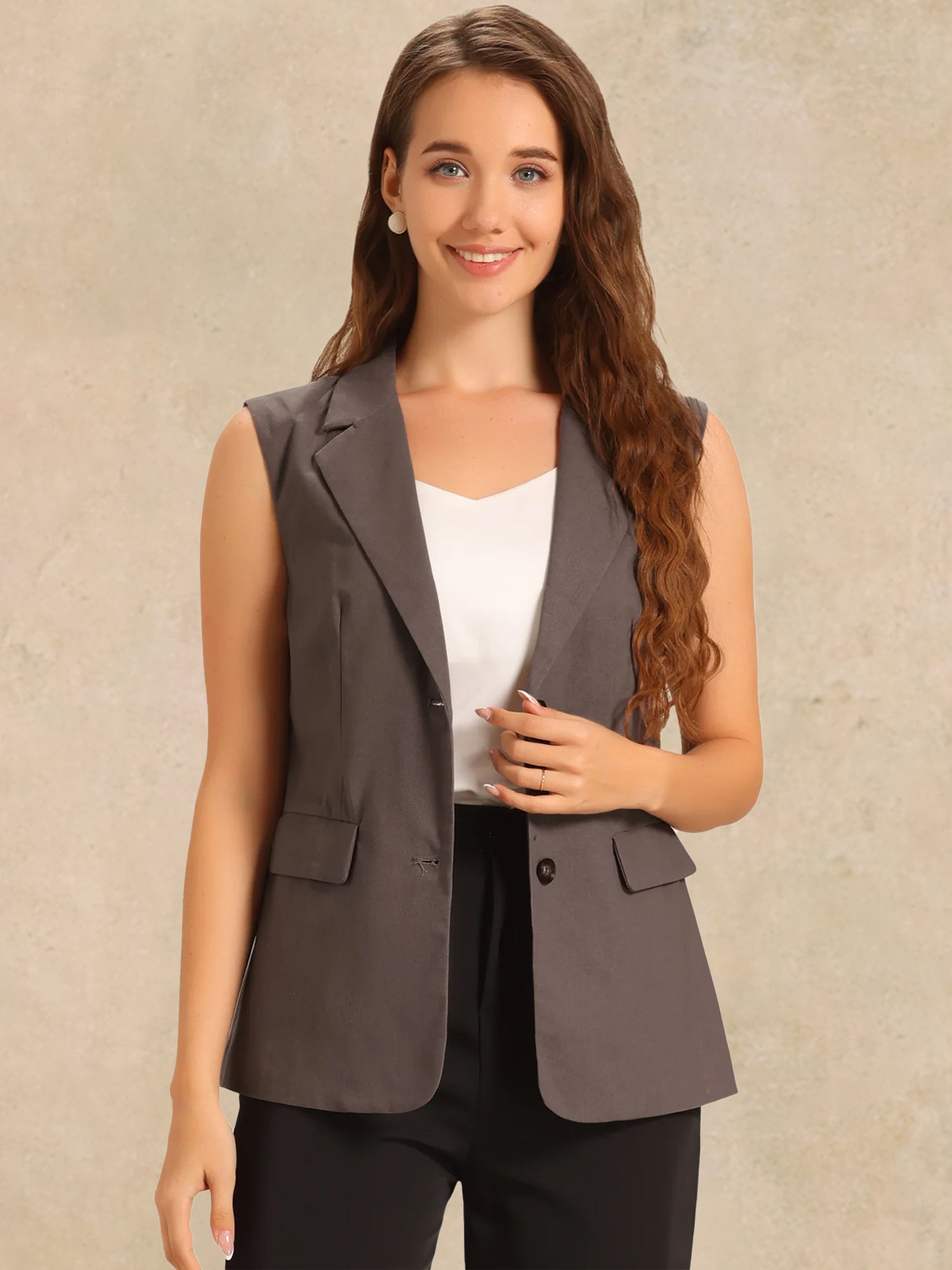 Sleeveless Business Casual Linen Work Office Vest