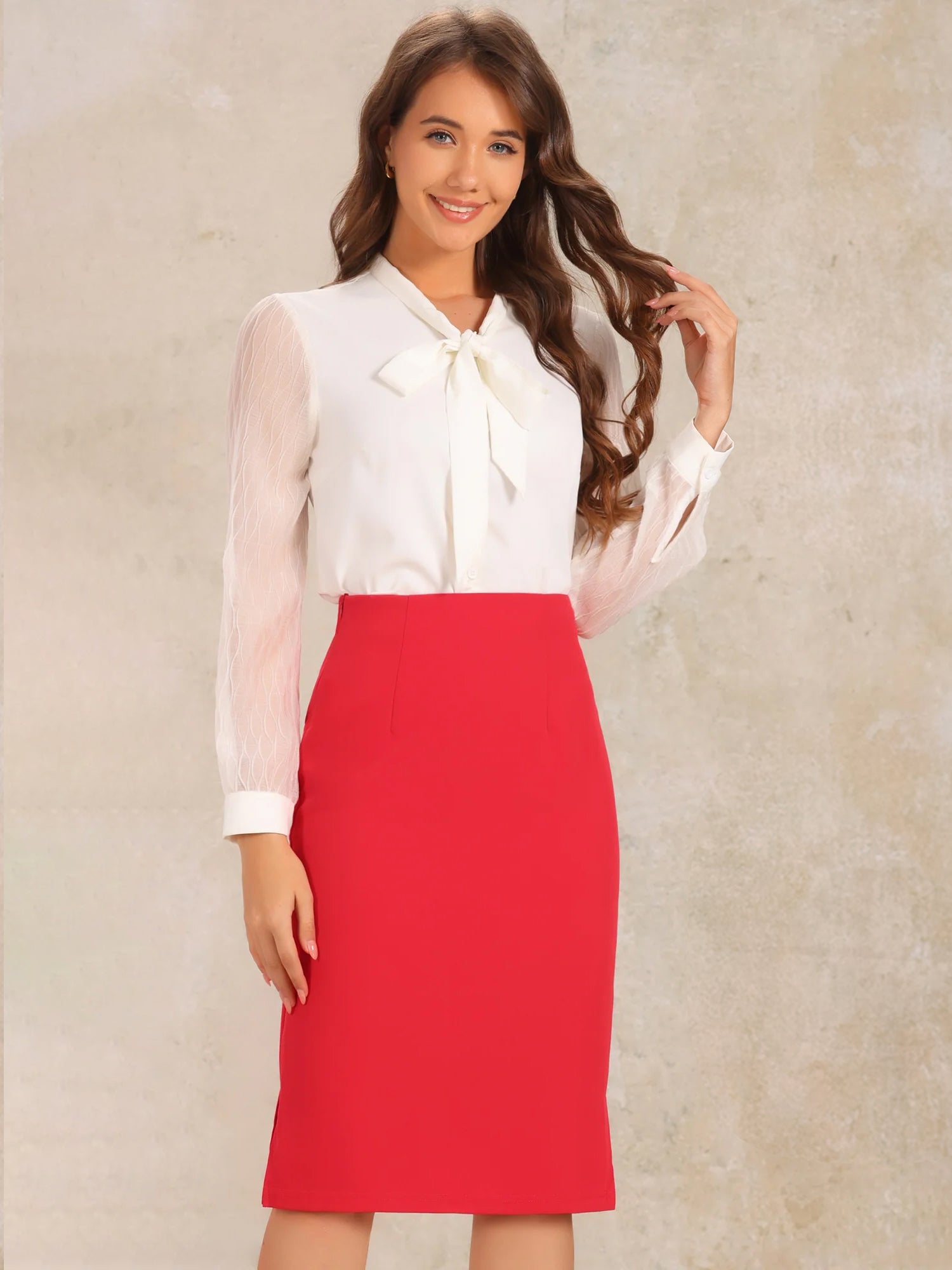 Elegant Pencil High Wasit Split Hem Work Bodycon Business Skirt