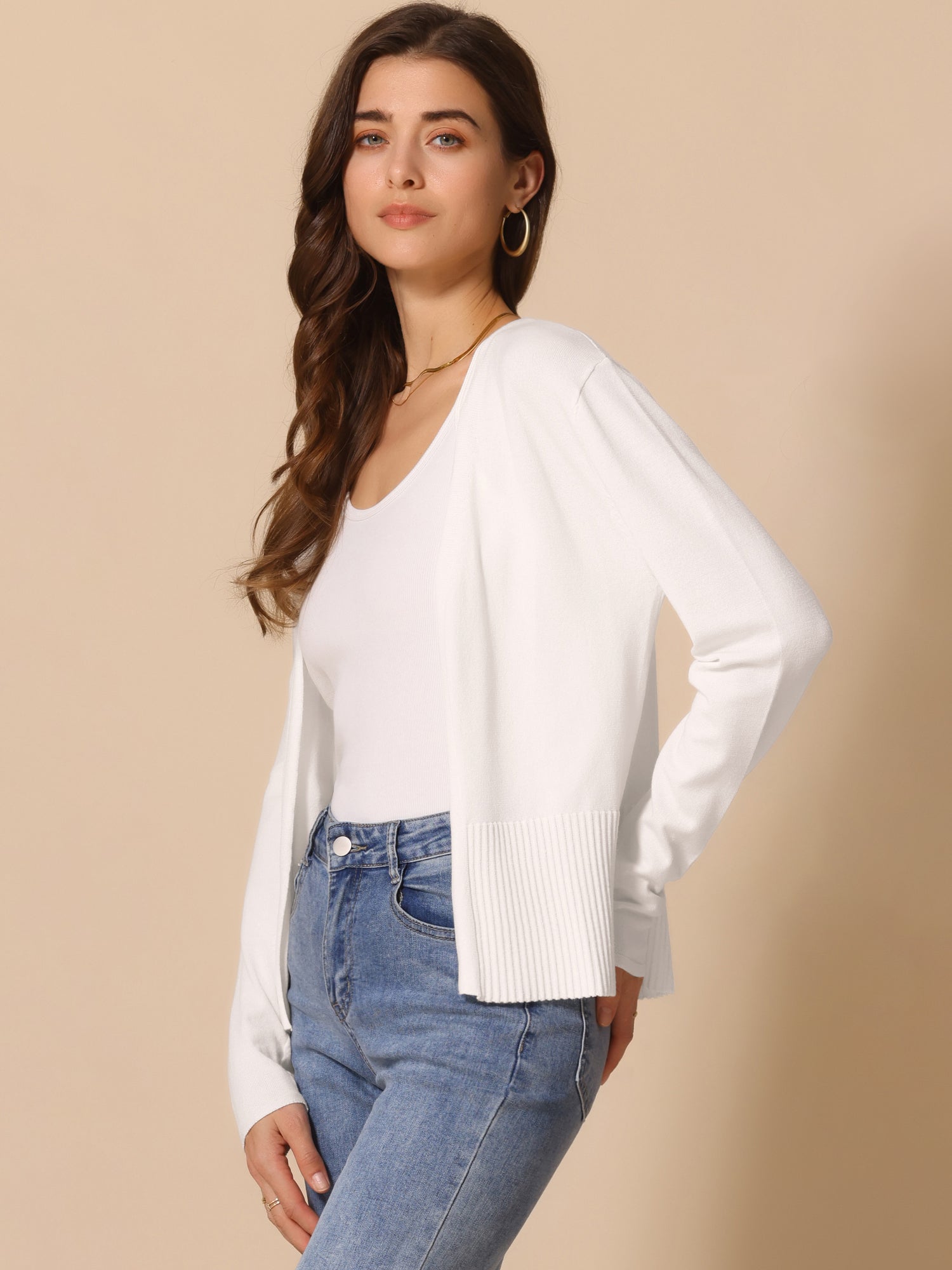 Casual Open Front Long Sleeve Knitted Cardigan
