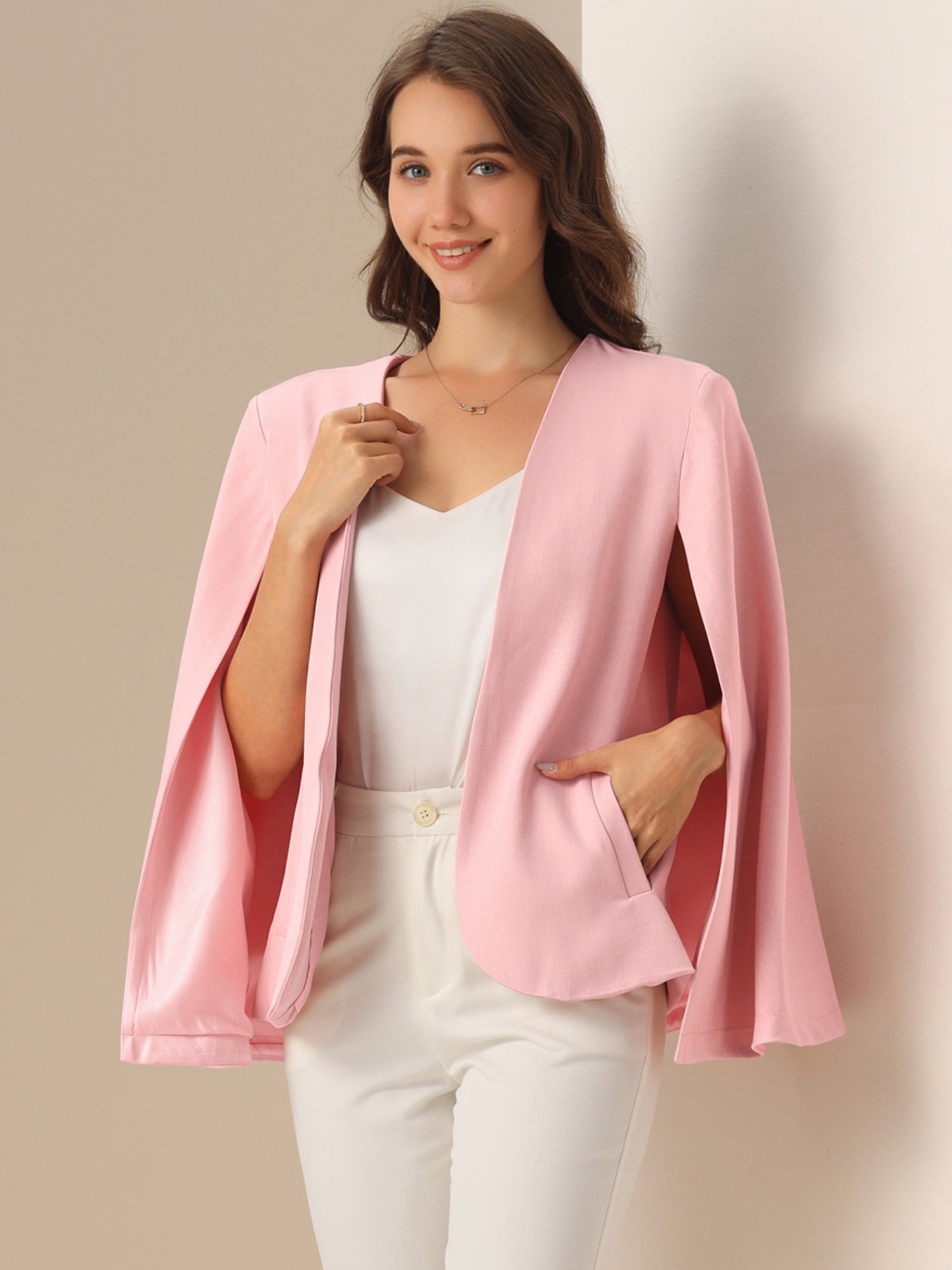 Cape Sleeve Business Work Open Front Jacket Blazer