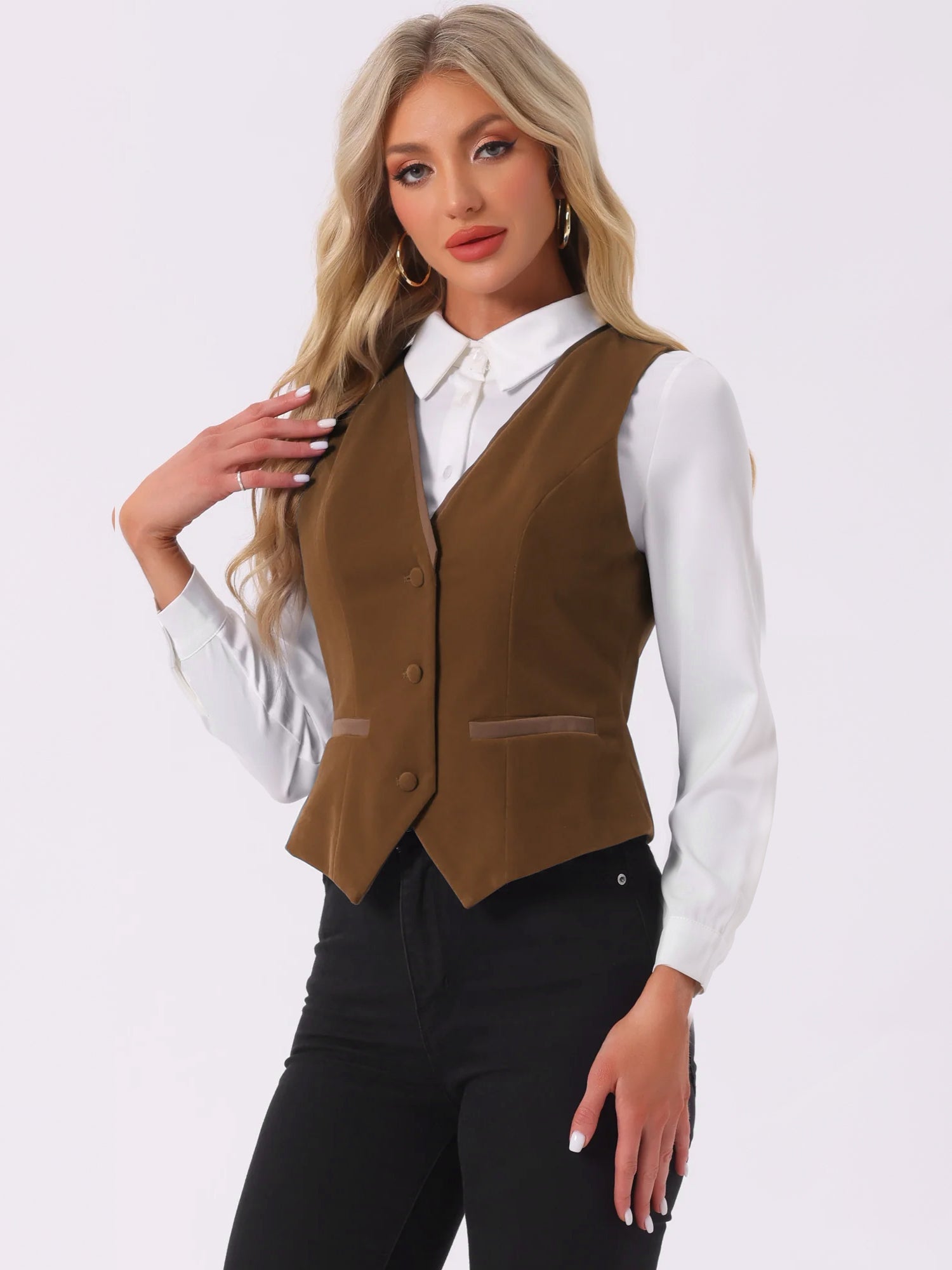 Retro Velvet Waistcoat V Neck Sleeveless Racerback Steampunk Vest
