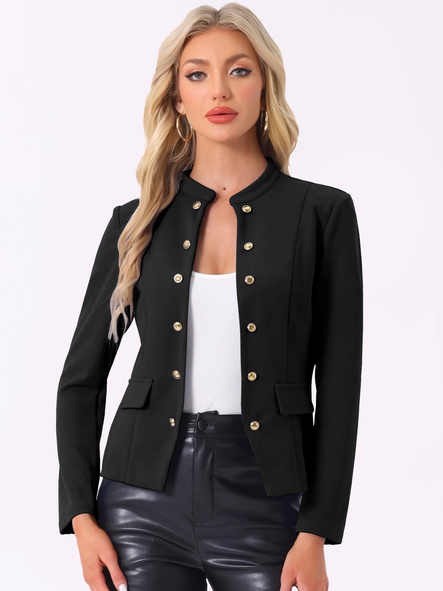Open Front Blazers Casual Long Sleeve Buttons Office Suit Jacket