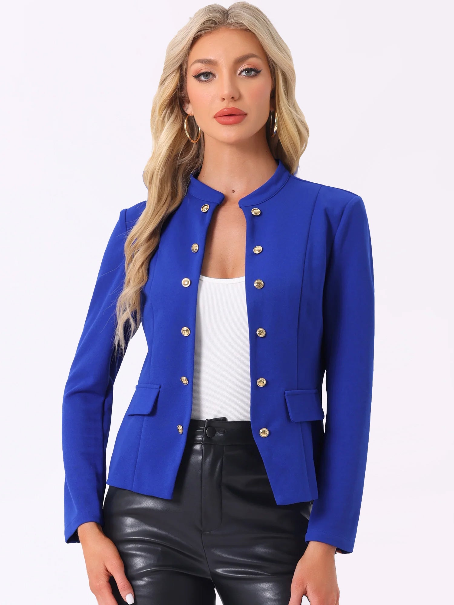Open Front Blazers Casual Long Sleeve Buttons Office Suit Jacket