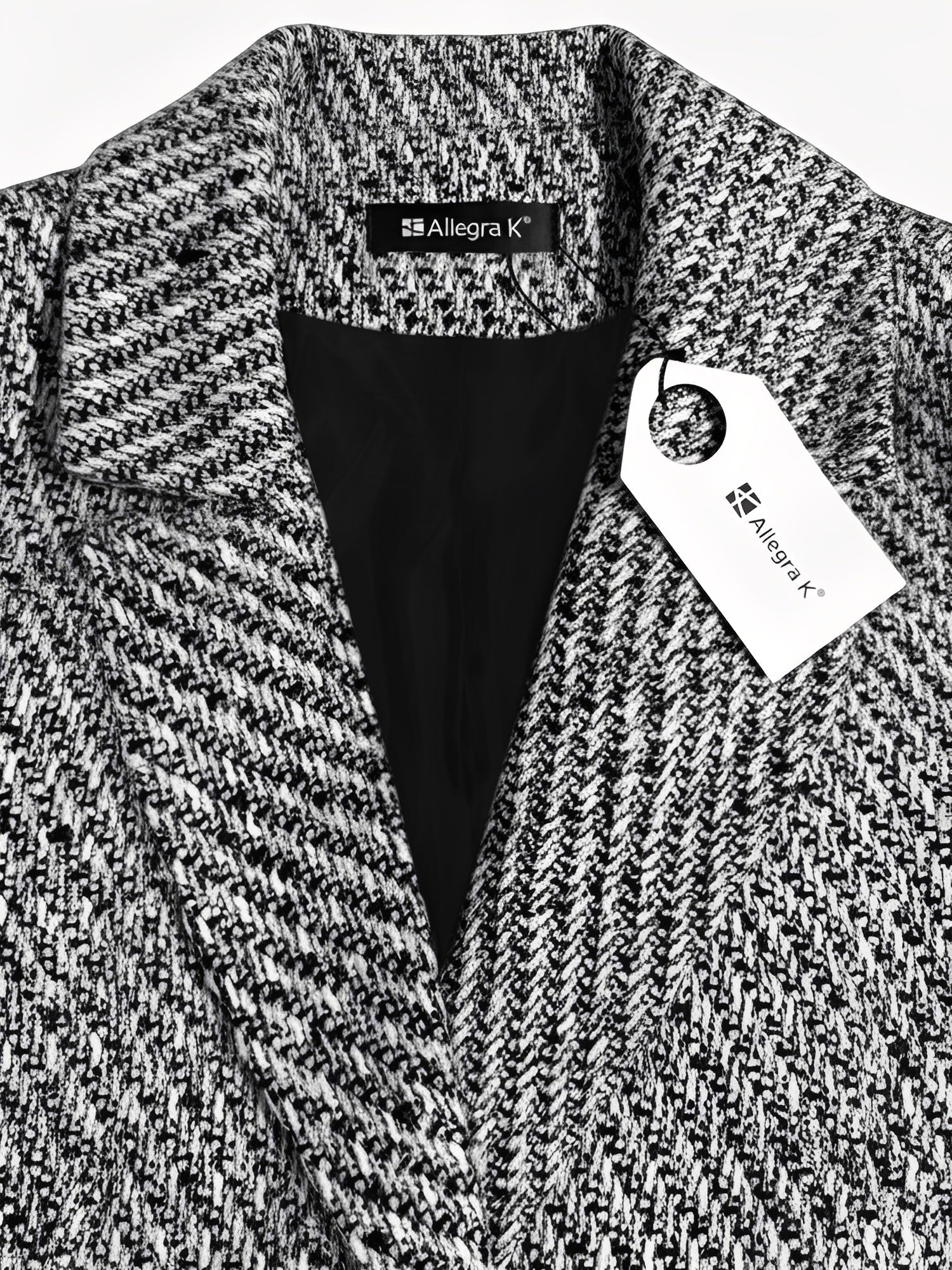 Classic Tailored Tweed Notched Lapel Double Breasted Work Blazer