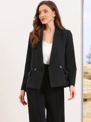 Double Breasted Notched Lapel Long Sleeve Work Office Blazer