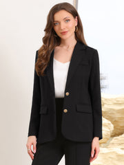 Notched Lapel Long Sleeve Single Breasted Work Blazer