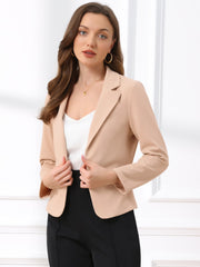 Business Blazer Open Front Office Casual Work Crop Suit Jacket