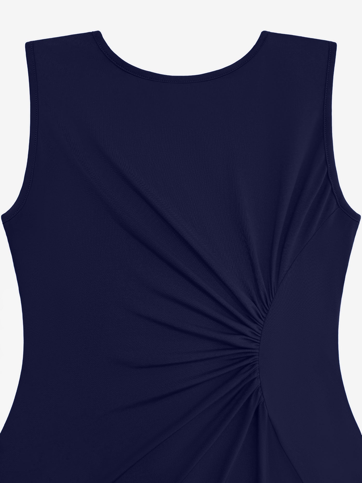 Sleeveless Ruched Irregular Hem Midi Dress