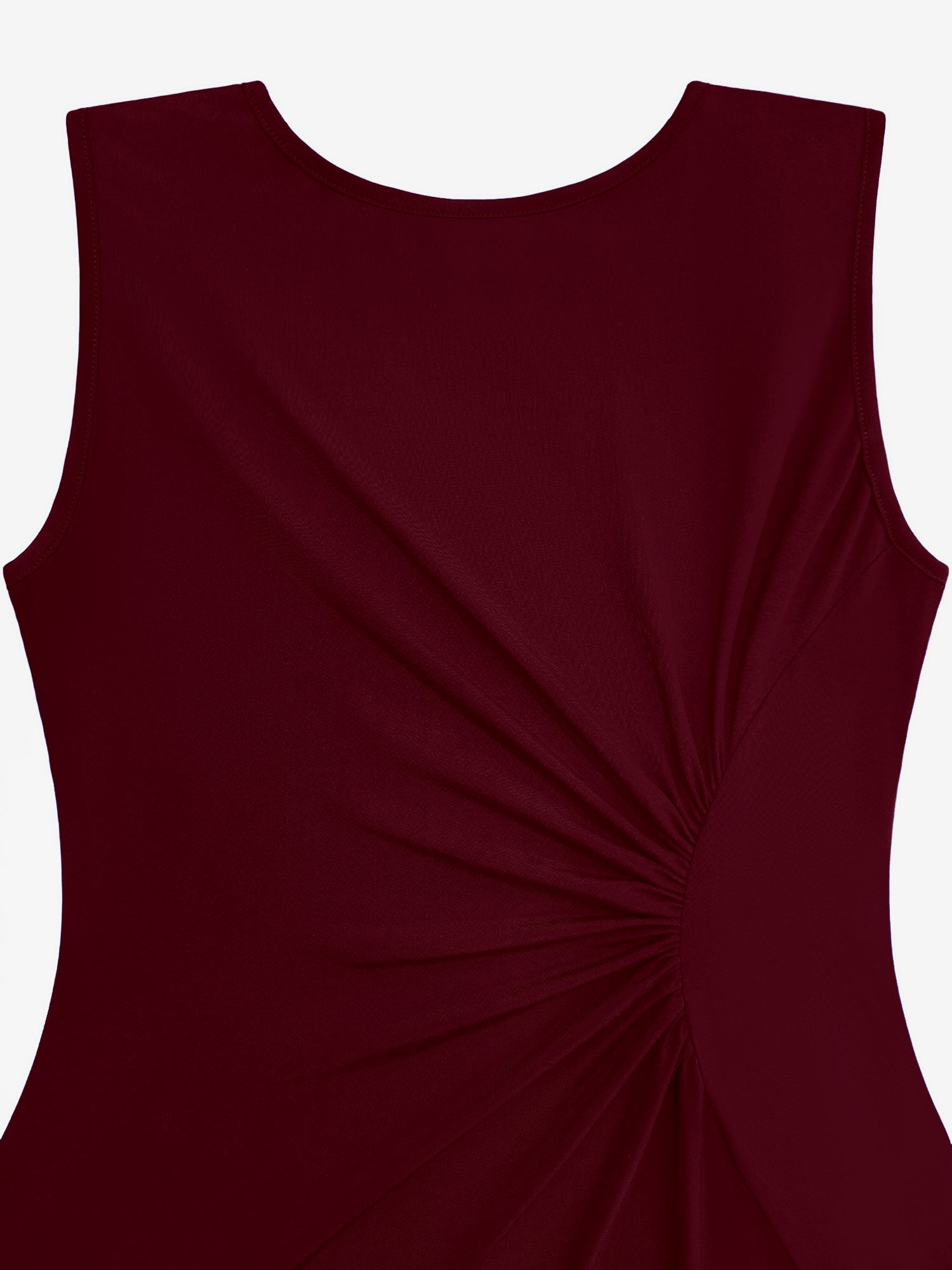 Sleeveless Ruched Irregular Hem Midi Dress