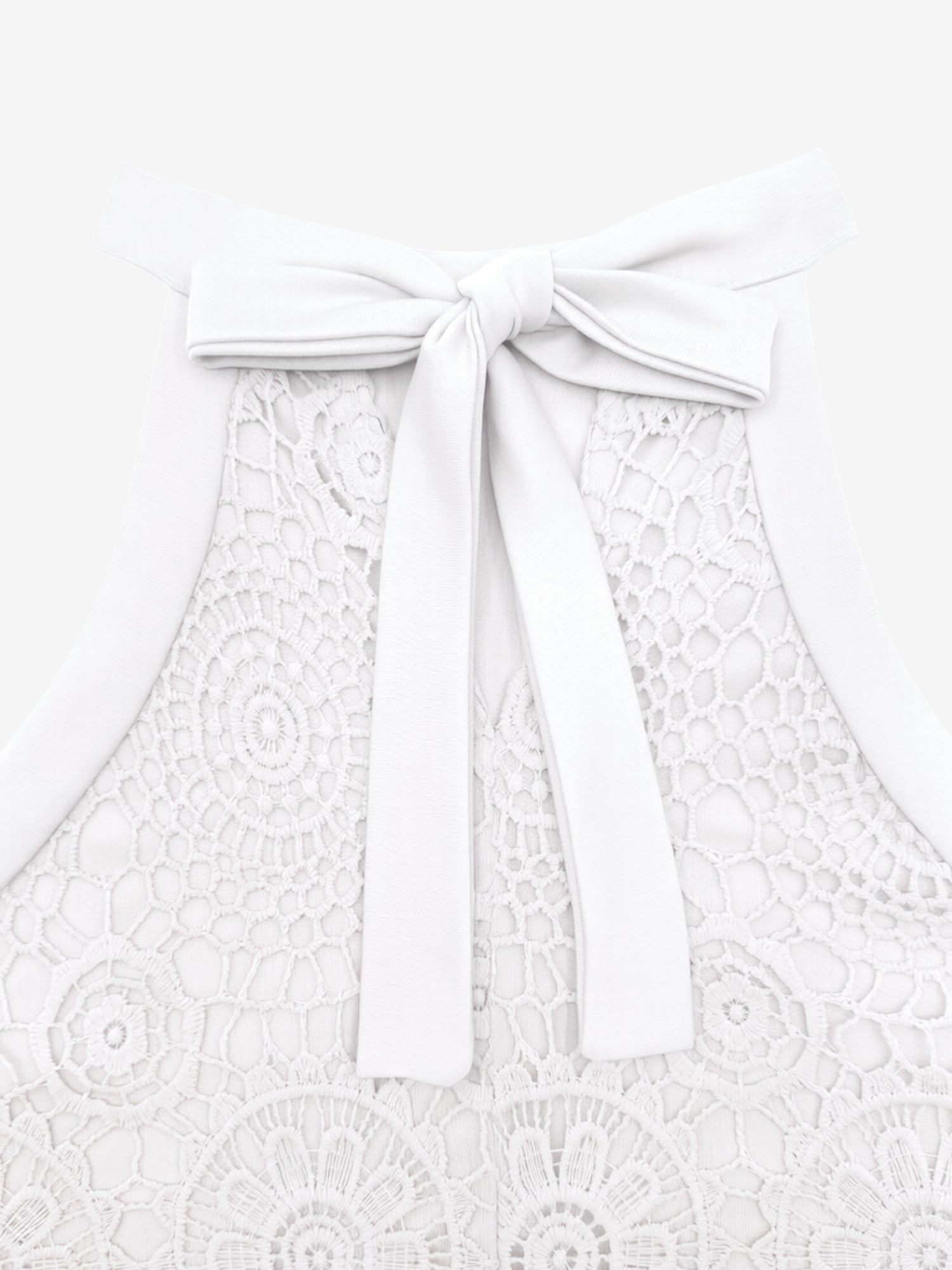 Elegant Floral Lace & Adjustable Straps Solid Color Halter Neck Lace Sleeveless Blouse