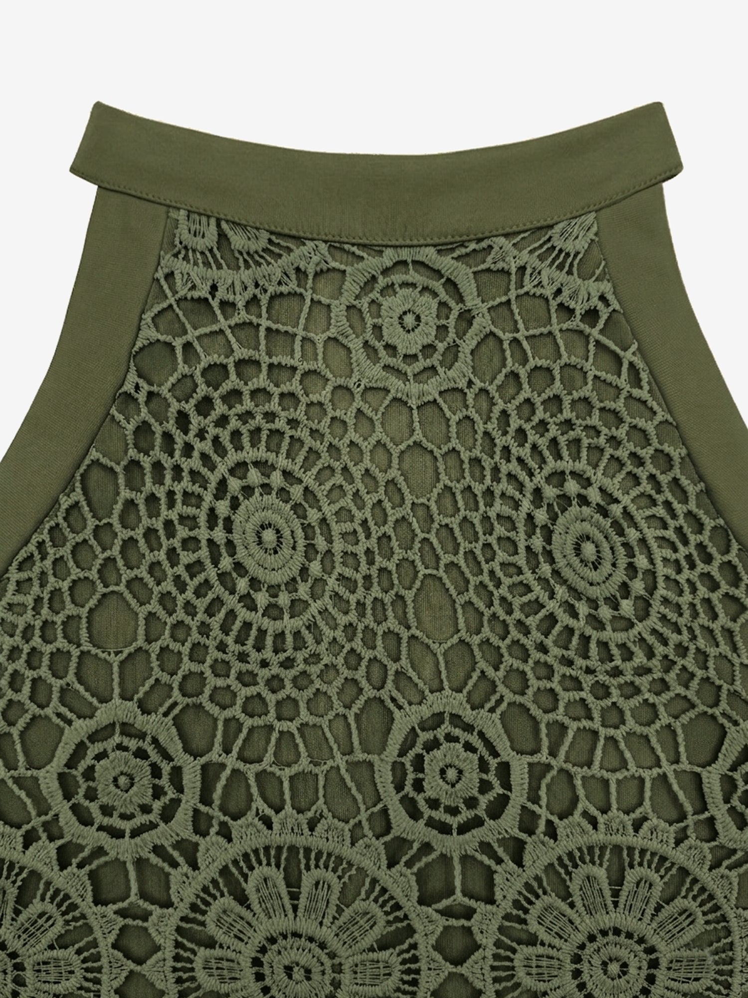 Elegant Floral Lace & Adjustable Straps Solid Color Halter Neck Lace Sleeveless Blouse