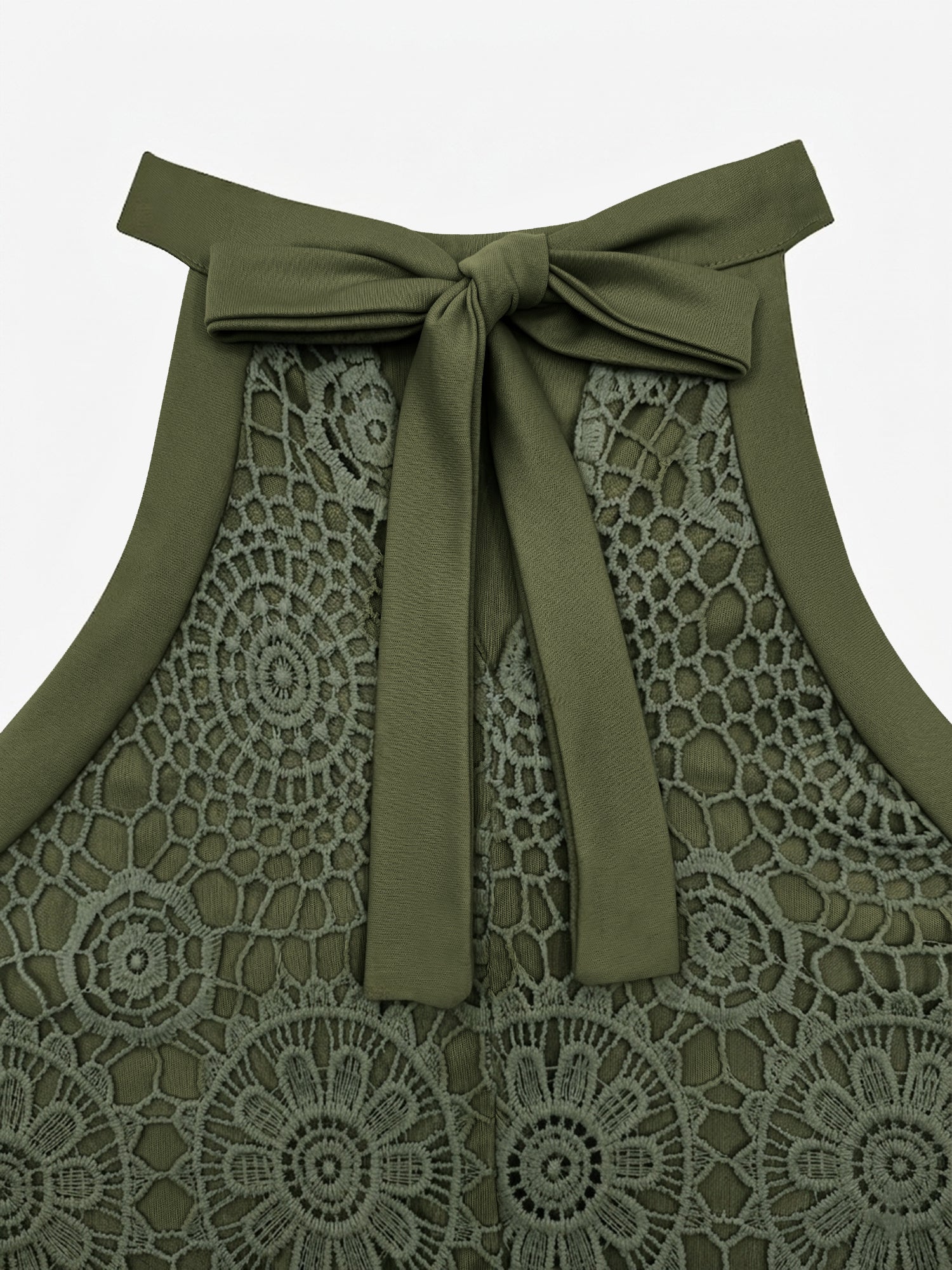 Elegant Floral Lace & Adjustable Straps Solid Color Halter Neck Lace Sleeveless Blouse