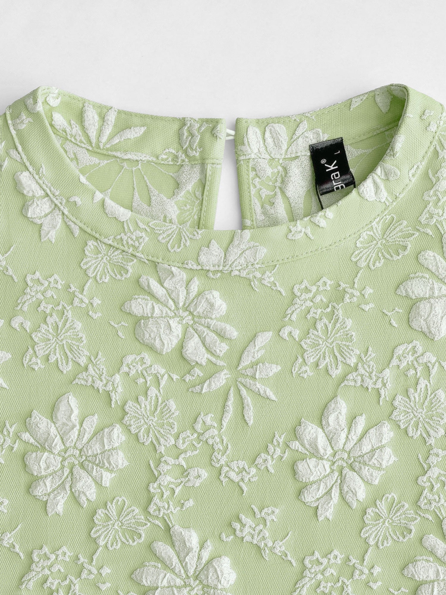 Puff Short Sleeve Flower Textured Mini Dress
