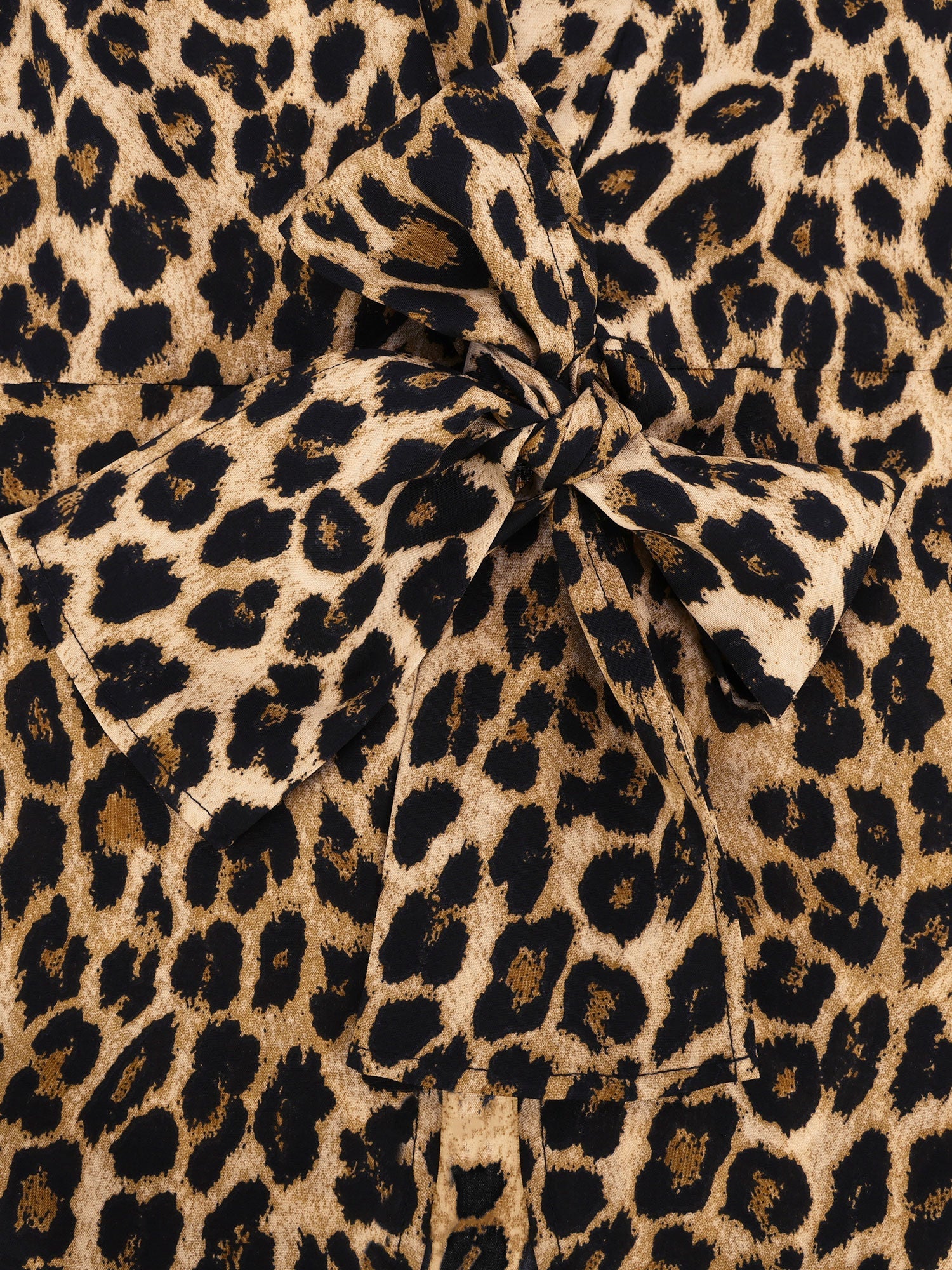 Leopard Print Wrap Blouse with Tie Waist Office to Evening Long Sleeves Top