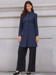 Stand Collar Single Breasted Mid-Long Overcoat