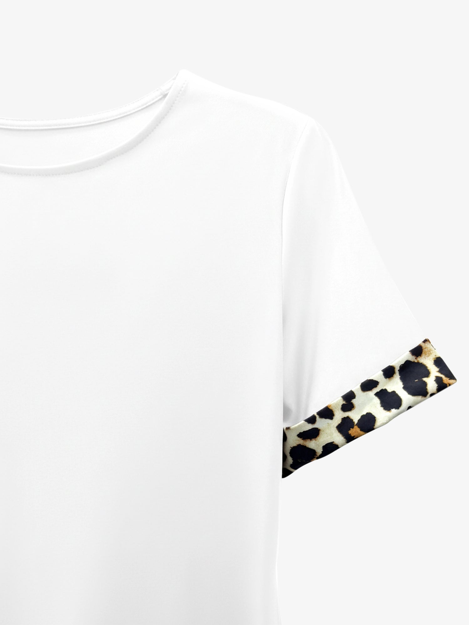 Leopard Print Patchwork Boat Neck Short Sleeve T-Shirt Dress