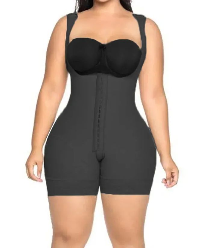 Women's Shapewear Hook And Eye Closure Tummy Control  Adjustable Crotch  Open Bust Bodysuit