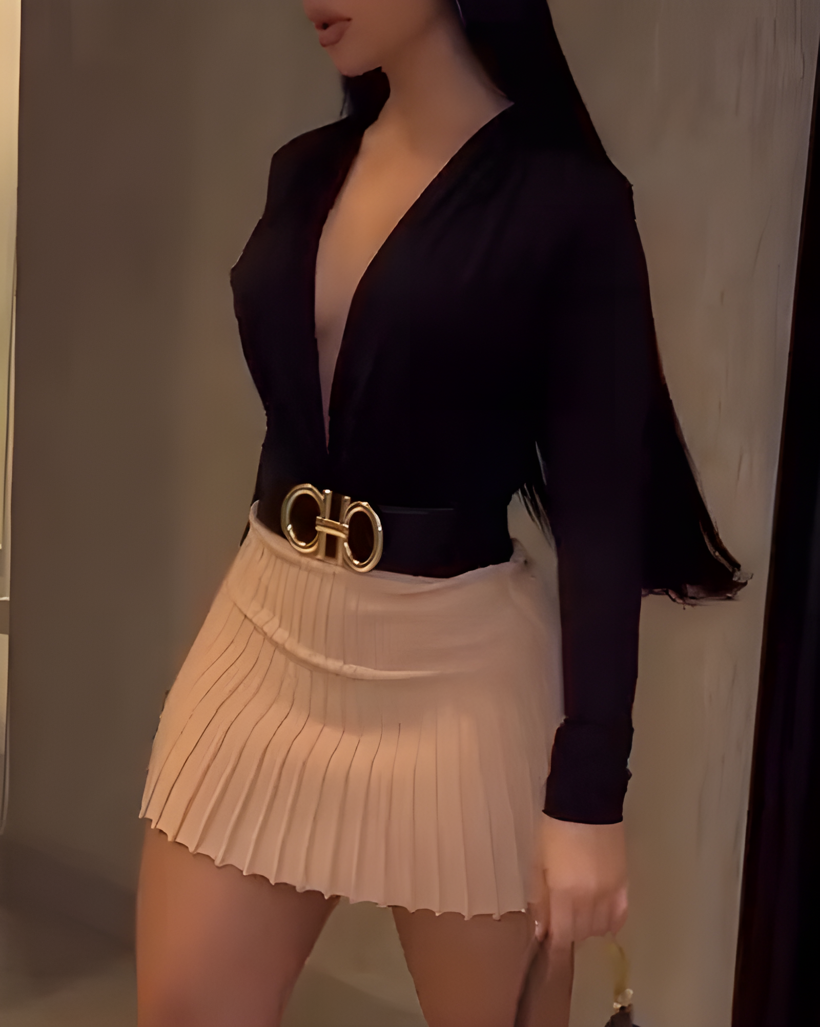 Women's Fashion Long-Sleeved Bodysuit Skirt 2-Piece Set