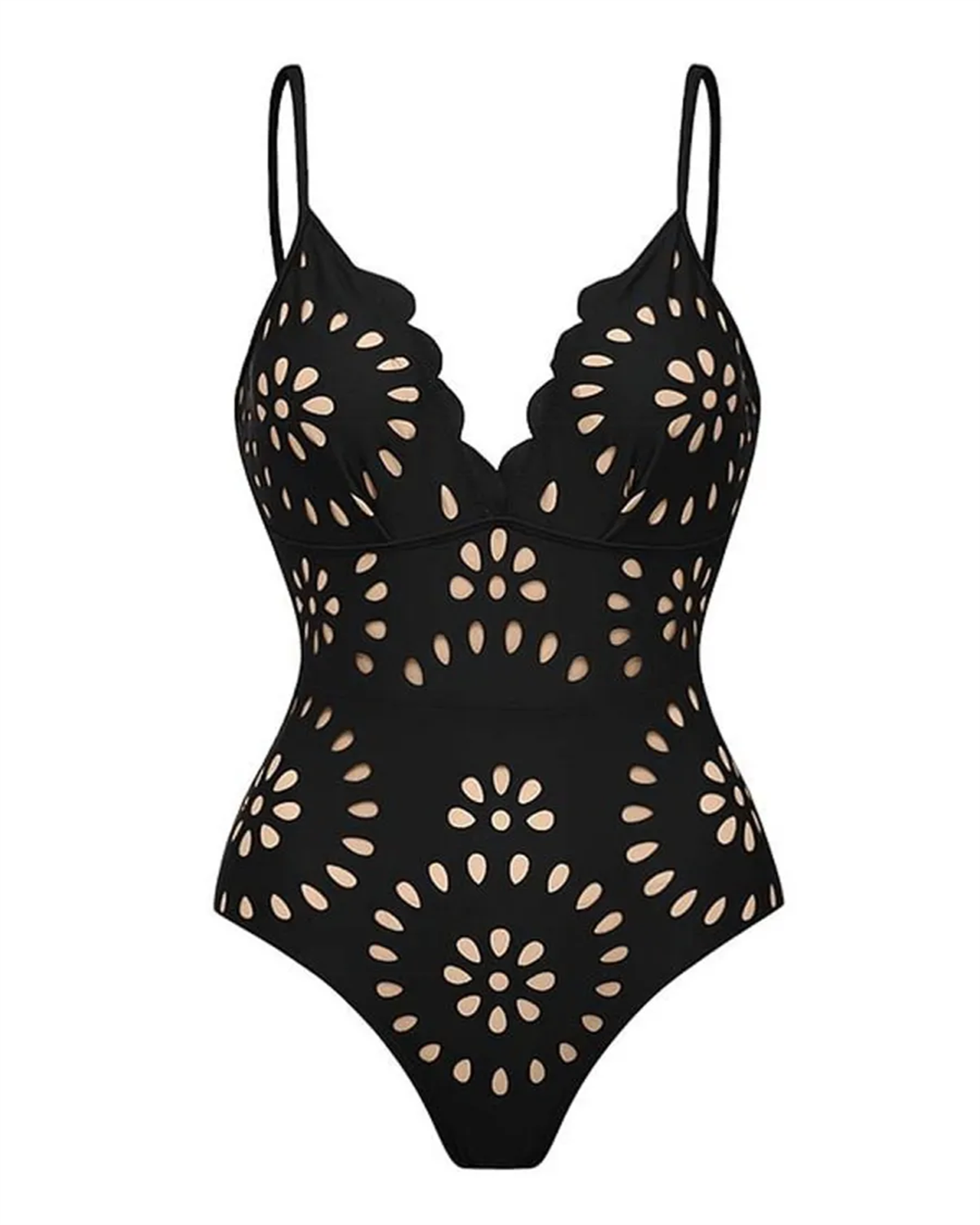 Flower Hollow One Piece Swimsuit and Skirt