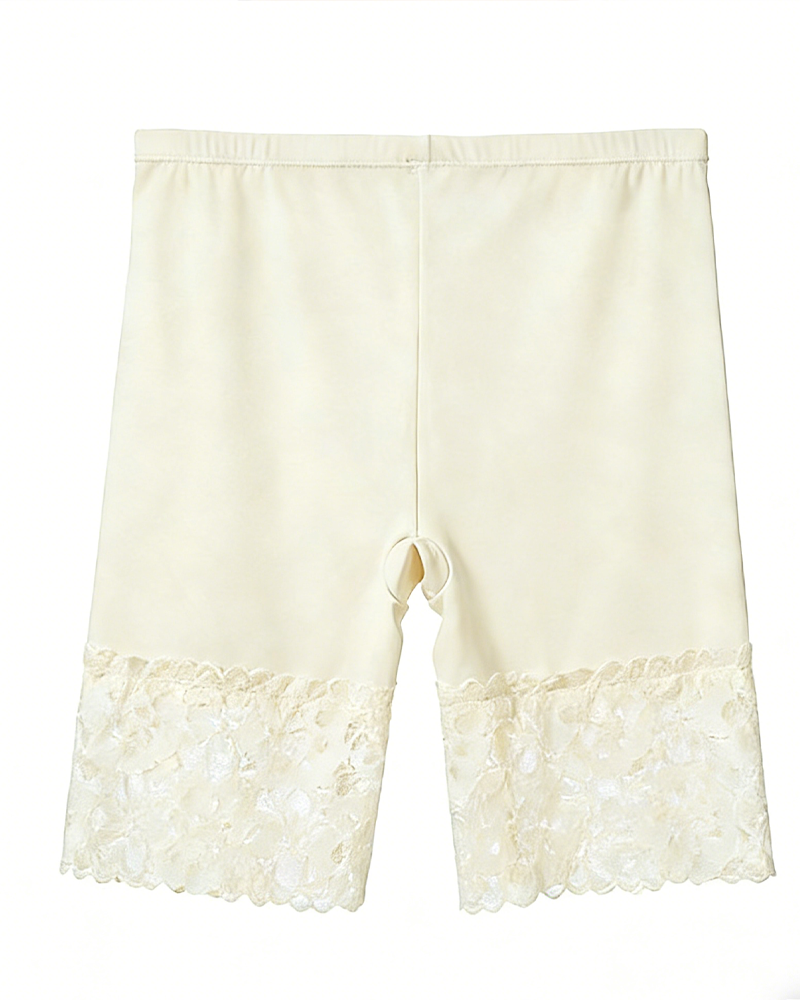 Lace Trim High-Waisted Safety Shorts