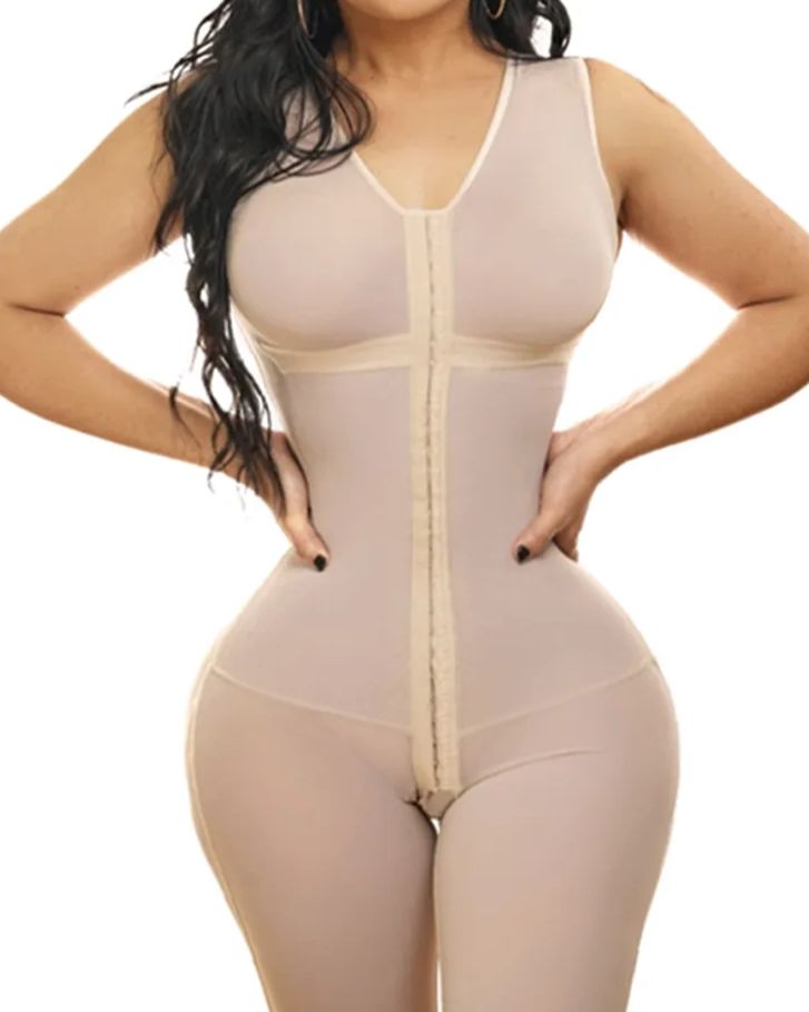 Women Breathable Shapewear Strong 3 Level Clasp Bodysuit With Arotch Opening Weight Loss Fajas