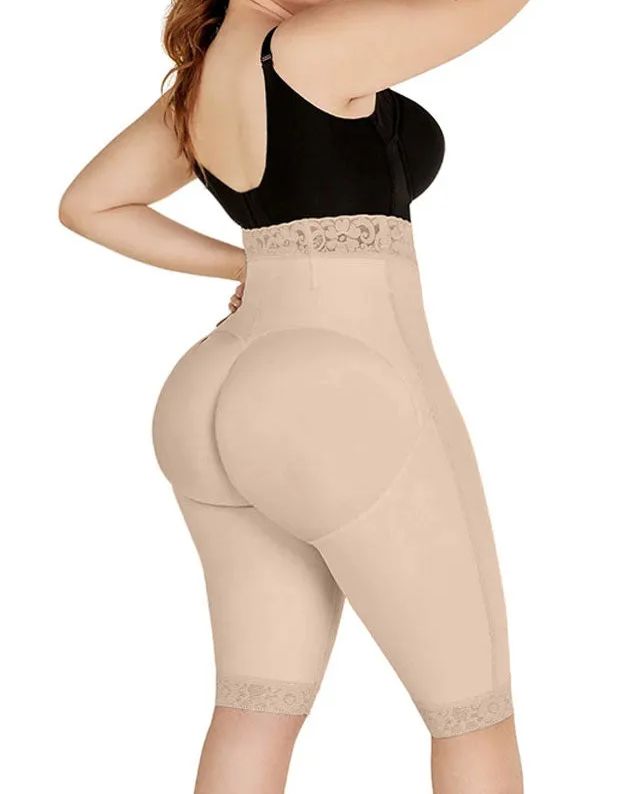 Double Compression High-Waisted Butt Lifting Shorts Knee Short And Lift Buttoks