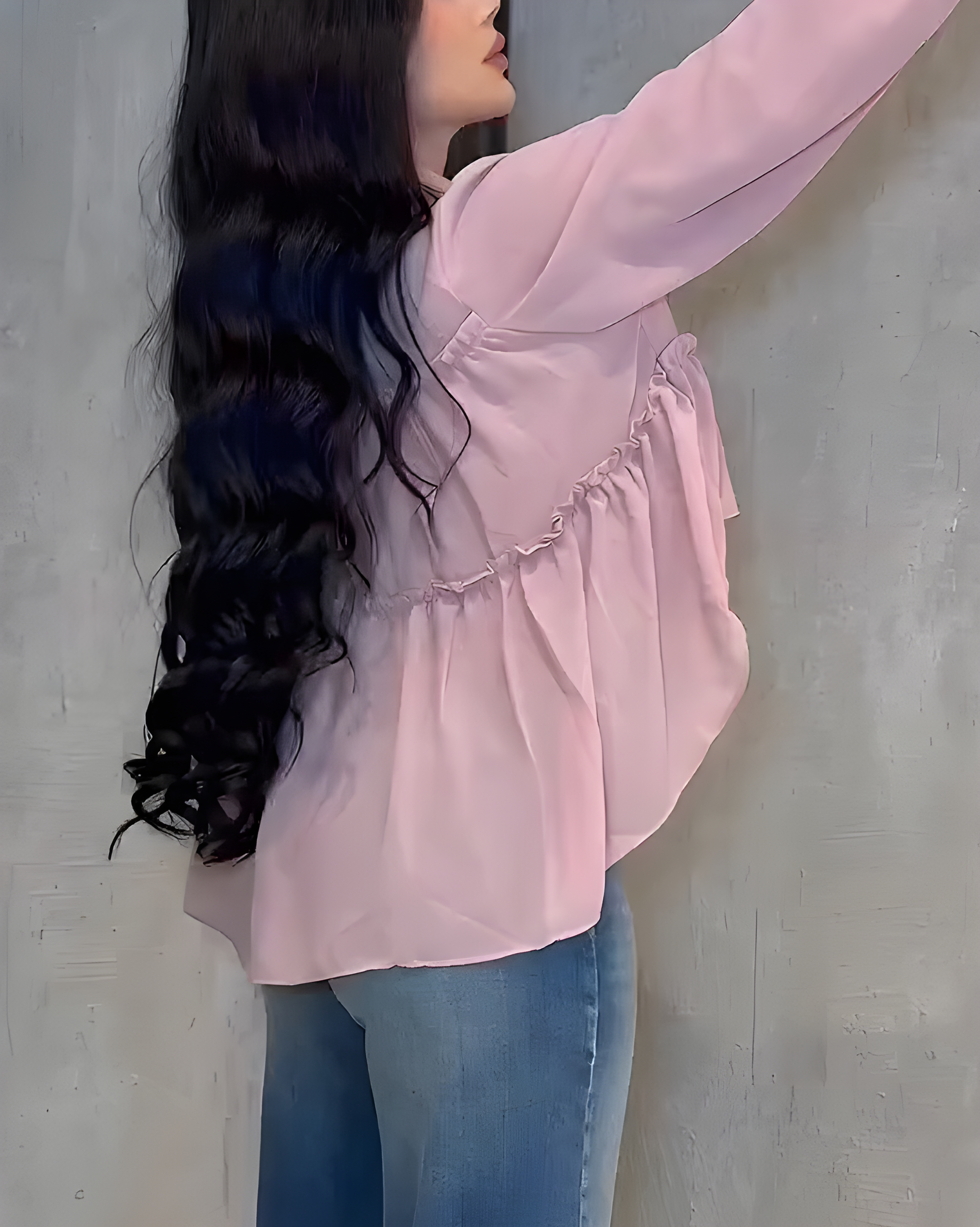 Women's Chiffon Ruffle Long Sleeve Shirt