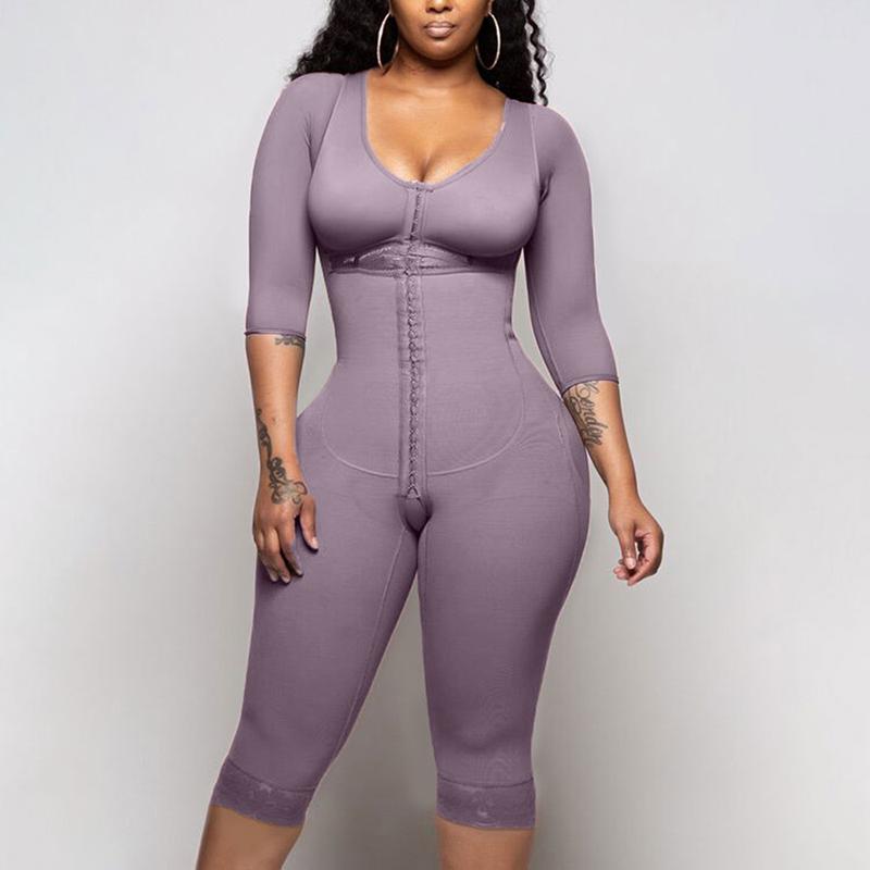 Bodyshaper For Women Hook And Eye Closure Long Sleeve Tummy Control  Breast Support Bodysuit Shapewear