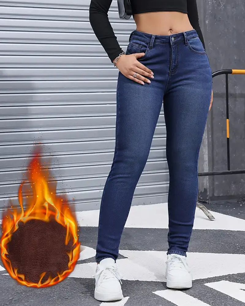 Fleece-Lined Stretch Skinny Jeans