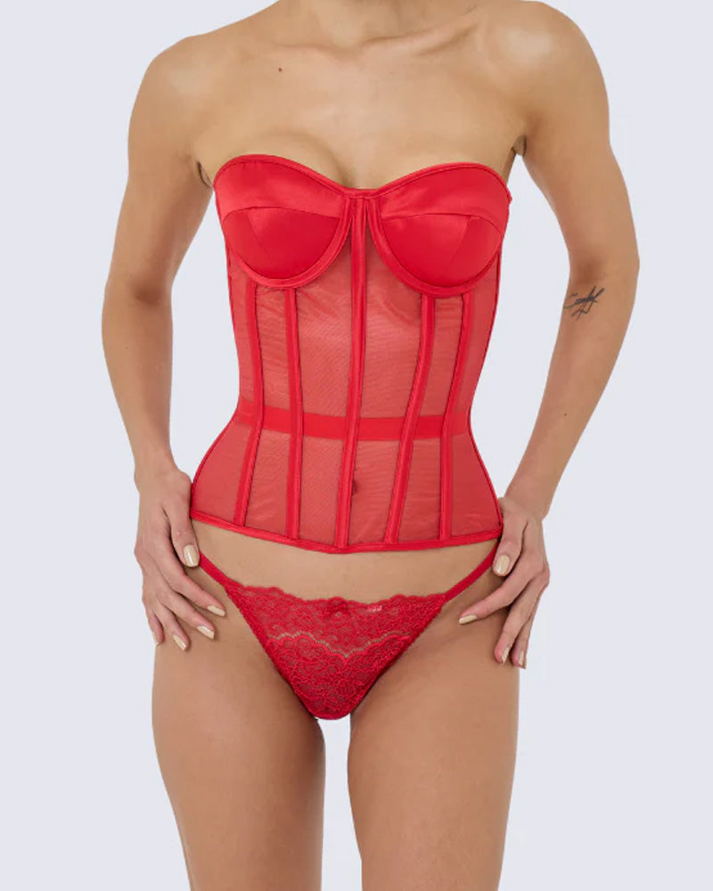 Breast-Covering Mesh Sexy Corset
