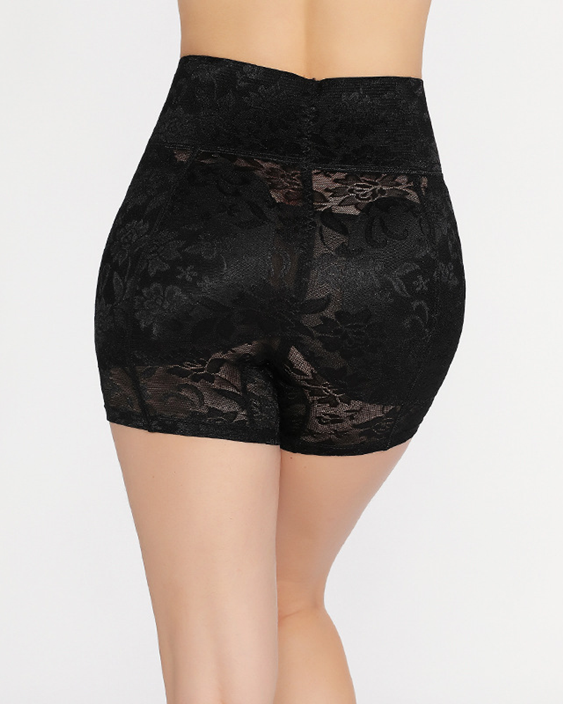 High Waist Lace Padded Butt Lifter Shaping Shorts