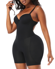Open-Back Underbust Bra Tummy Control Butt Lifting Body Shaper with Hip Pads