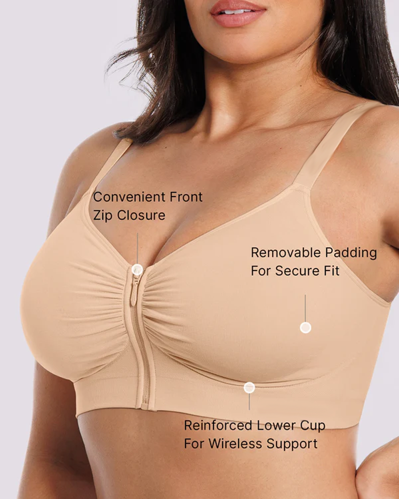 Comfy Lift Front Zipper Wire-Free Bra