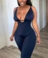 Women Sexy Backless Ribbed Jumpsuit Halter Deep V Neck Tank Top Bodycon Short One Piece Romper