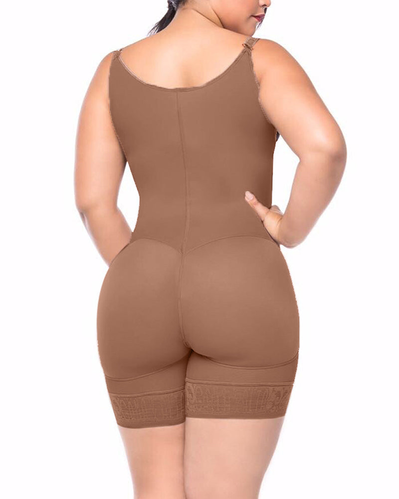 Women's Butt Lifting Open Bust Bodysuit Body Shaper With Zipper Shapewear Slimming Compression Faja With Straps Ref2132