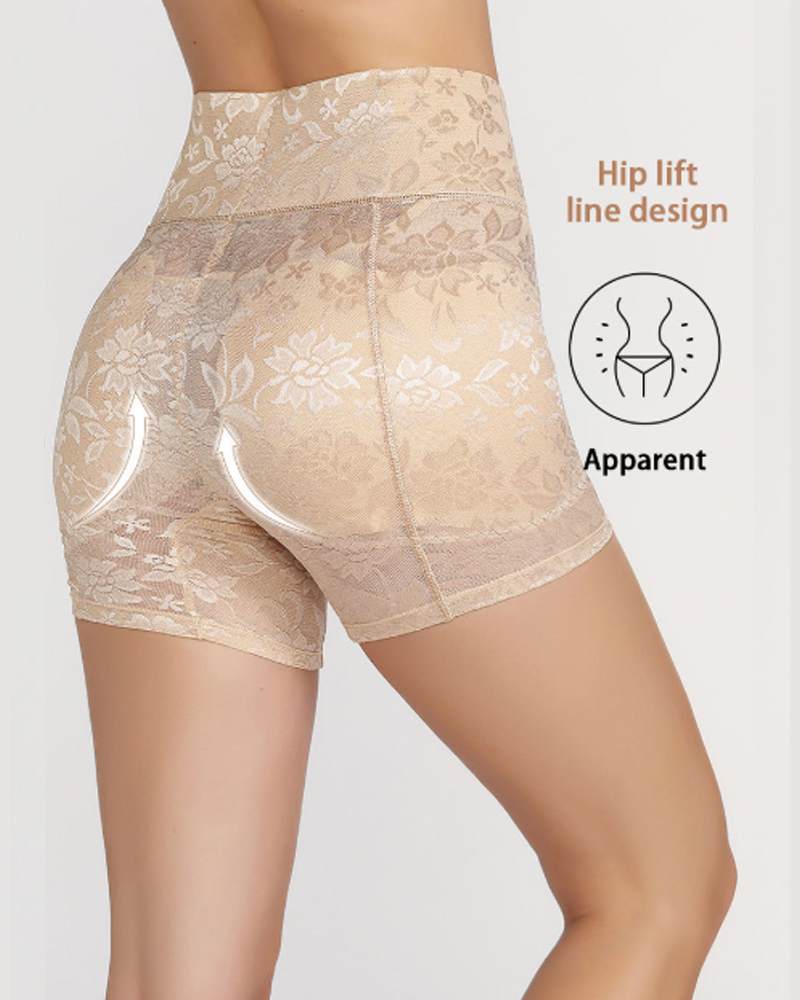 High Waist Lace Padded Butt Lifter Shaping Shorts