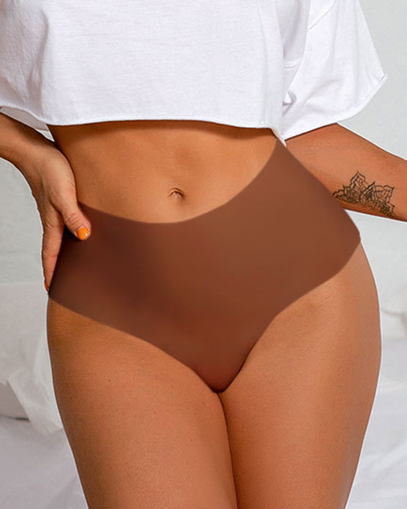 Mid-Waist Seamless Non-Pinch Ice Silk Breathable Thong Underwear