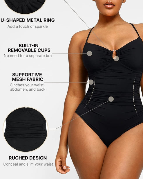 U-Ring Cut Out Shaping Swimsuit