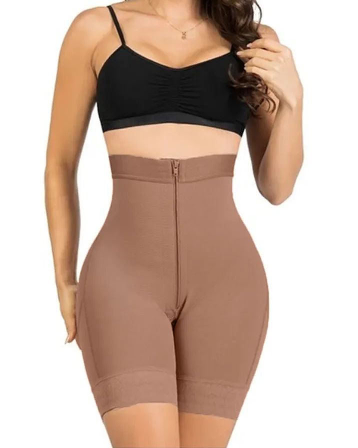 Womens High Waisted Butt Lifter Body Shaper Zipper Butt Pads Seamless Hip Enhancer Shorts