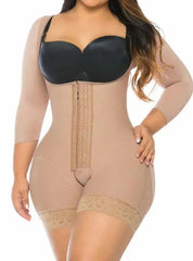 Women Full Body Waist Trainer Zipper Tummy Control Upper Arm Open Bust Slimmer Corset Shaper Girdle