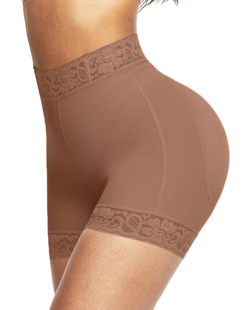 Mid-Waist Shaping Shorts With Anti-Rolling Lace Tummy Control Underwear For Women Butt Lifter