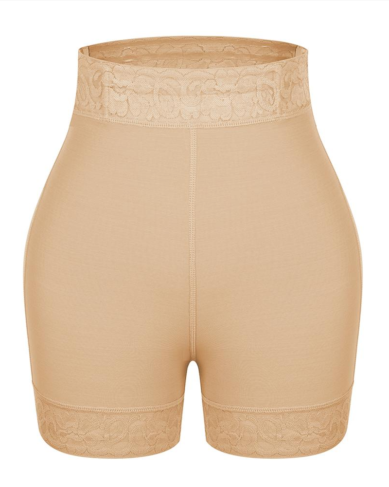 Mid-Waist Shaping Shorts With Anti-Rolling Lace Tummy Control Underwear For Women Butt Lifter