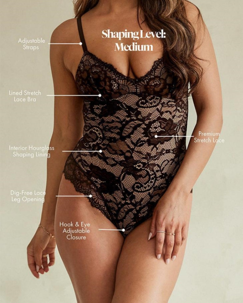 Lace Smooth Firm Control Thong Bodysuit