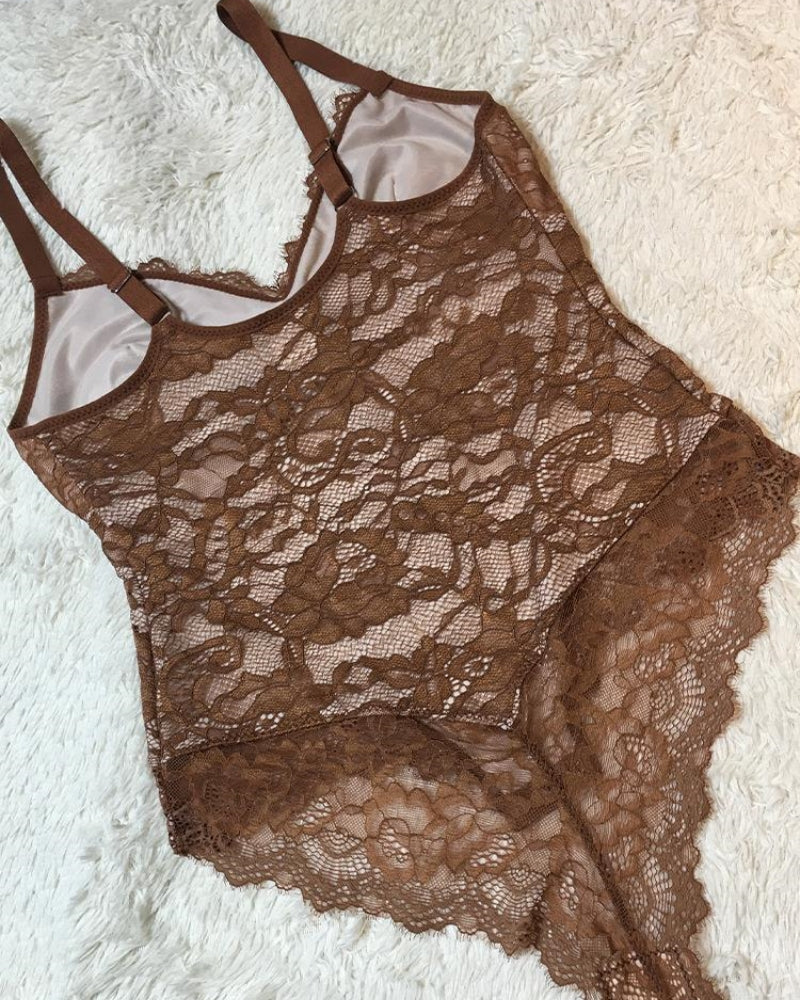 Lace Smooth Firm Control Thong Bodysuit