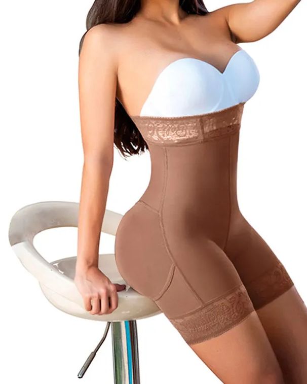 Women High Waist Short Powernet Seamless Pressure Abdomen