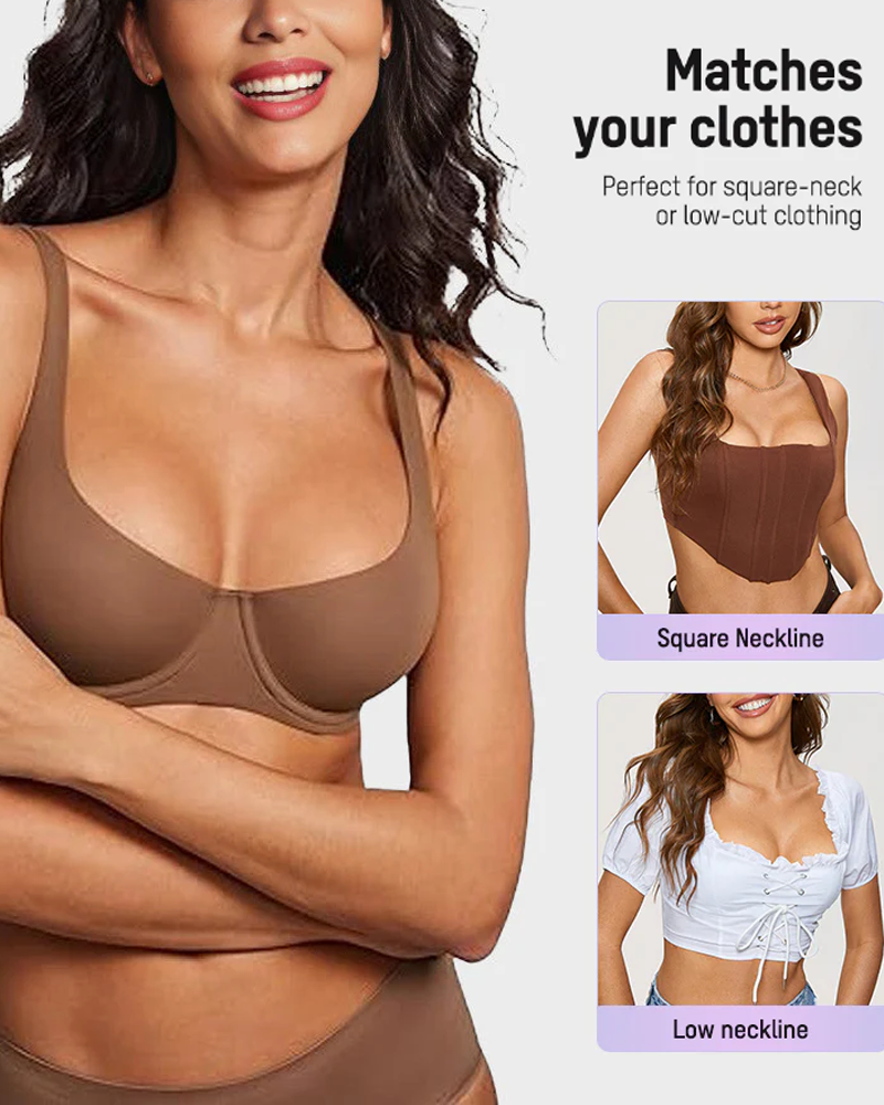 Unpadded Underwire Support Demi-Cup Bra
