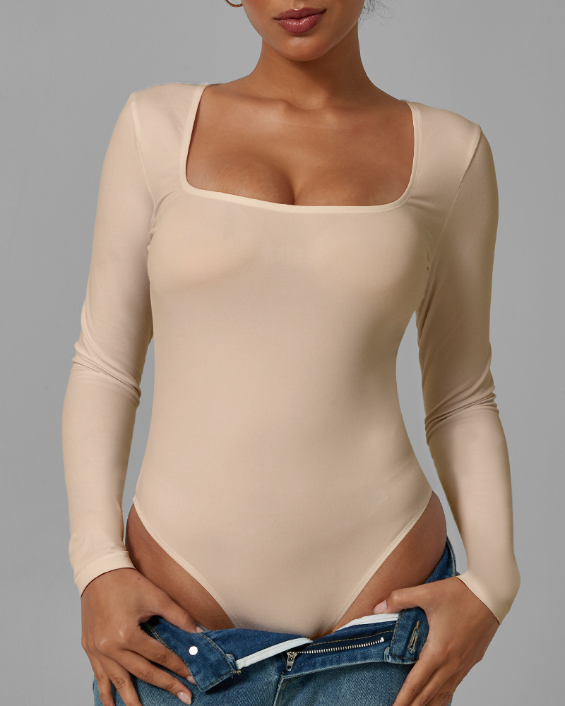 Square Neck High-Elastic Quick-Drying Sports Bodysuit