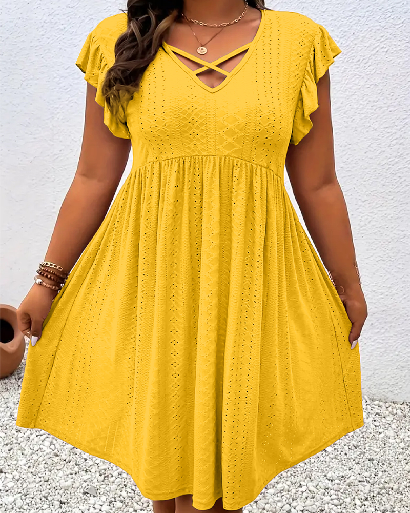 Hollow Out V Neck Bohemian Maxi Dress Casual Holiday Sundress